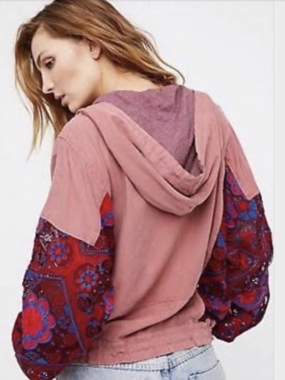 Free People Magpie Jacket Oversized Embroidered Lace Hoodie Boho EUC - Picture 2 of 4
